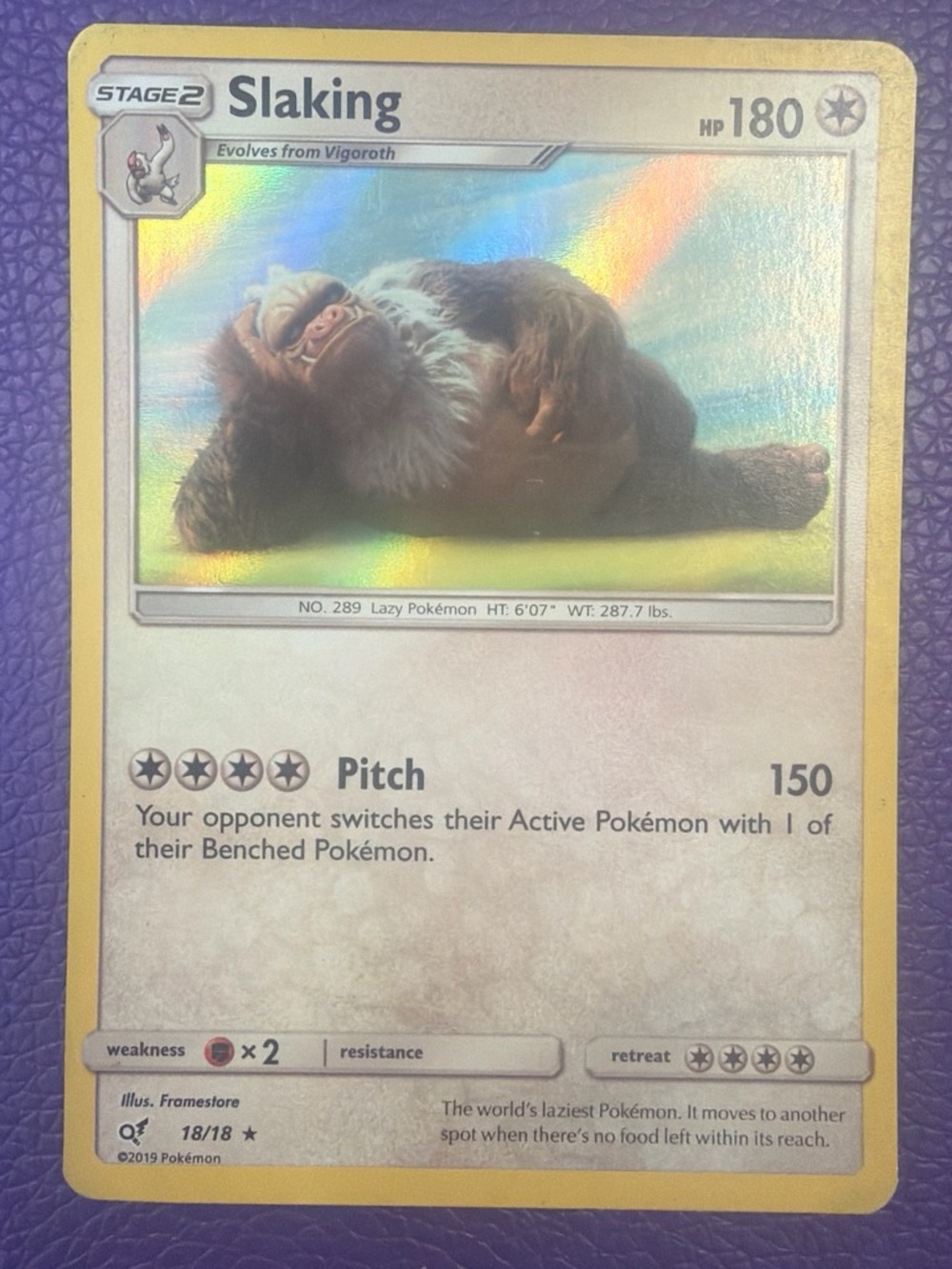 Pokemon Slaking Holographic Yellow Border Card